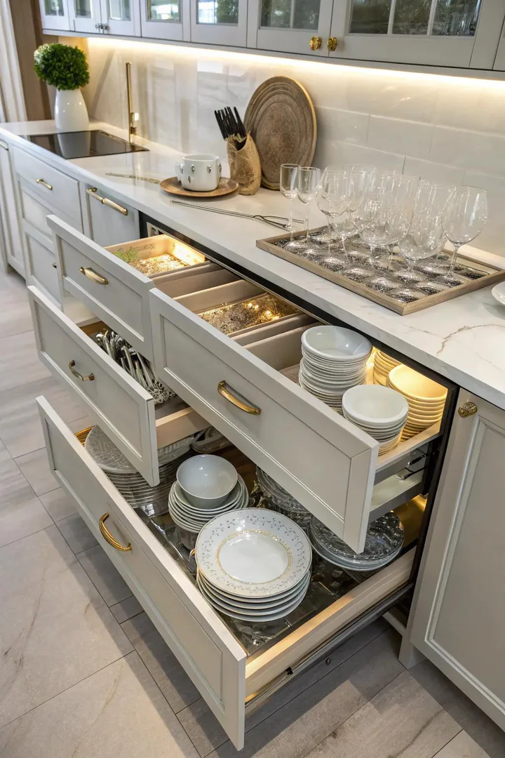 Showcase your style with glass-front drawers.