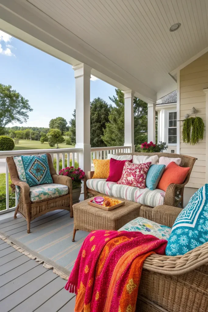 Colorful L-Shaped Porch