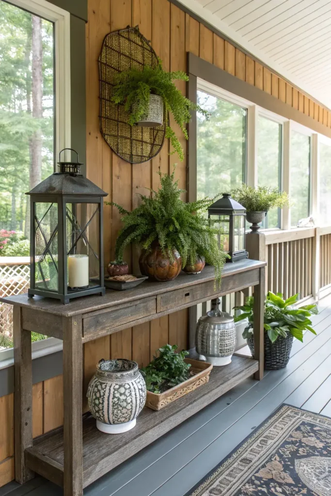 Console Table on Screen Porch