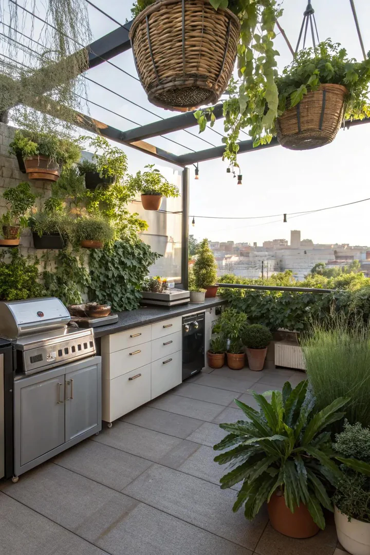 Urban outdoor kitchen on a balcony.