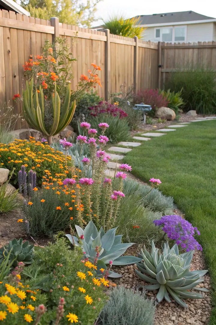 Desert wildflower meadow with Mexican poppies, lupines, and globe mallow in bloom