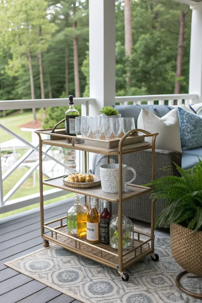 Bar Cart on Screen Porch