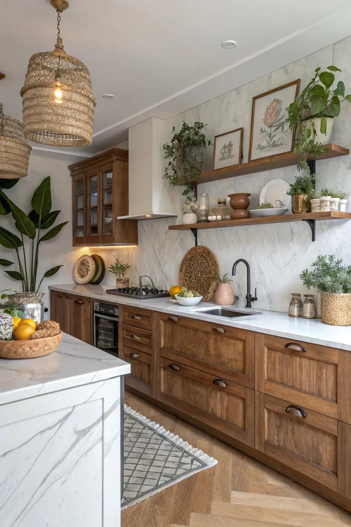 An eclectic mix of materials for a standout peninsula.