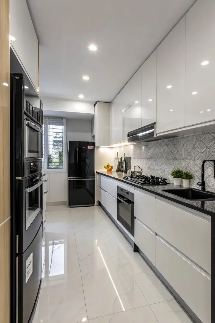 All-white monochromatic kitchen with varied textures and materials