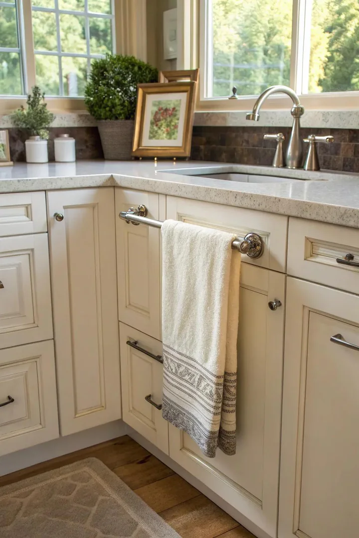 Corner towel holders make use of often-overlooked spaces.