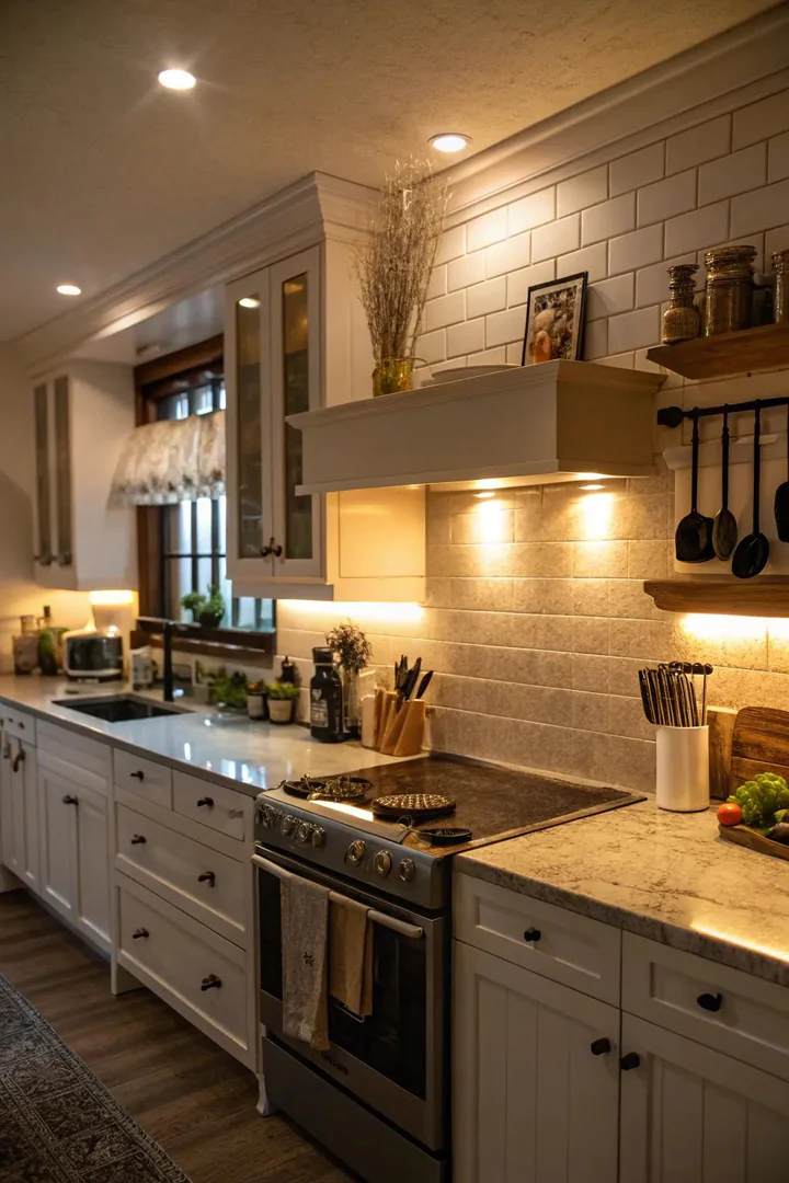 Layered lighting enhances both function and style in your kitchen.