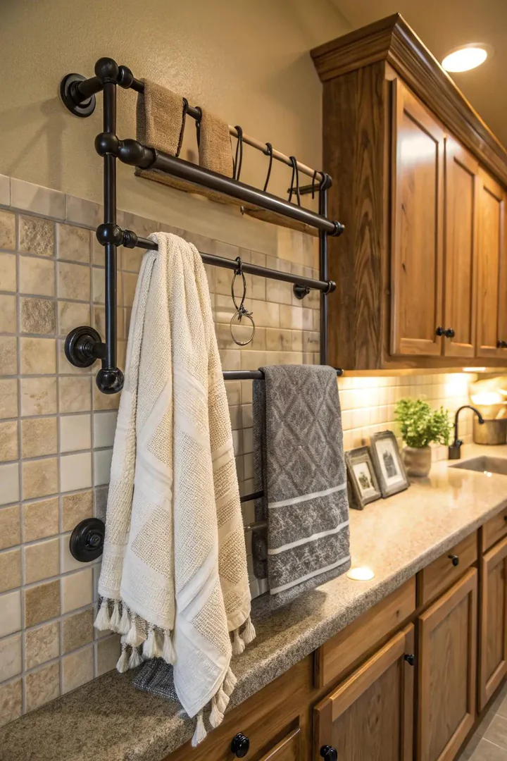 Wall-mounted racks bring function and style to your kitchen.