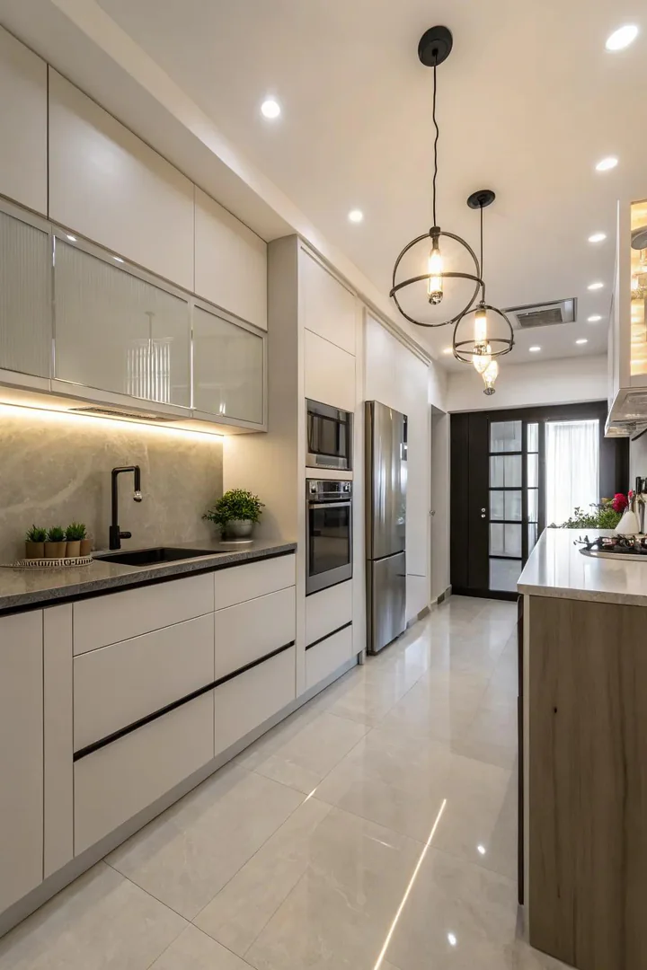 Modern lighting designs bring a sleek aesthetic to your kitchen.